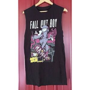 Fall Out Boy Shirt Sleeveless Muscle Graphic Band Mania Tour Emo Music‎ Medium